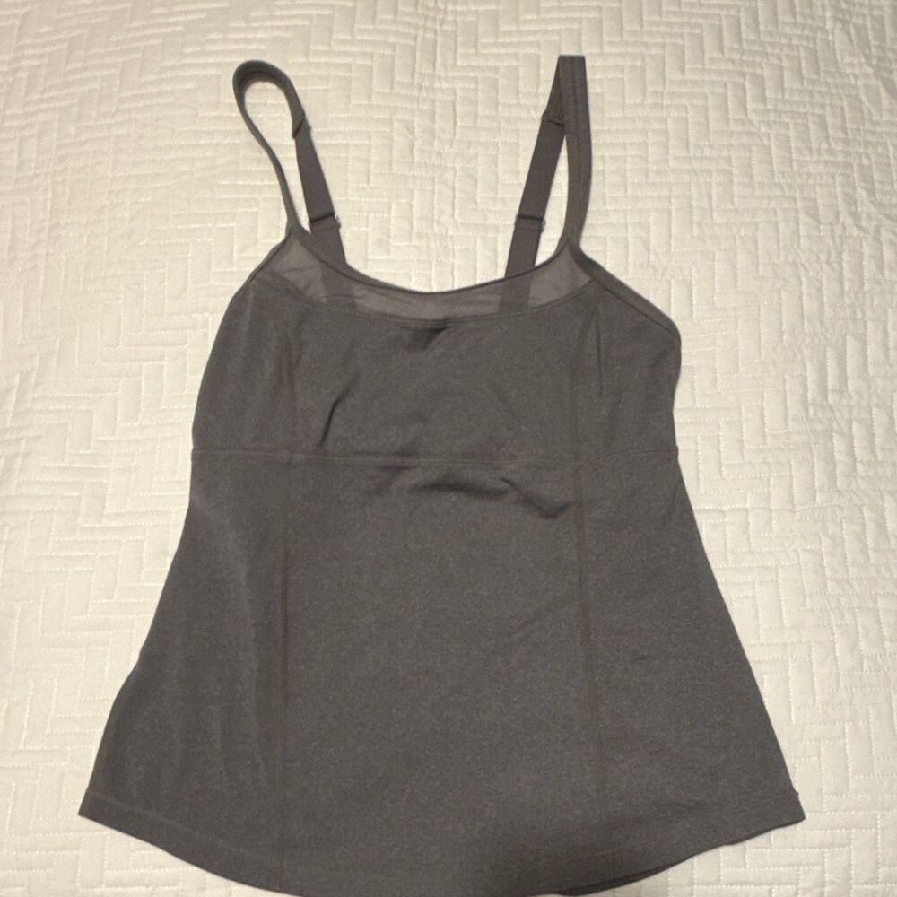 prAna Gray‎ Scoop Neck Athletic Yoga Tank Top Built-In Bra Adjustable Straps S